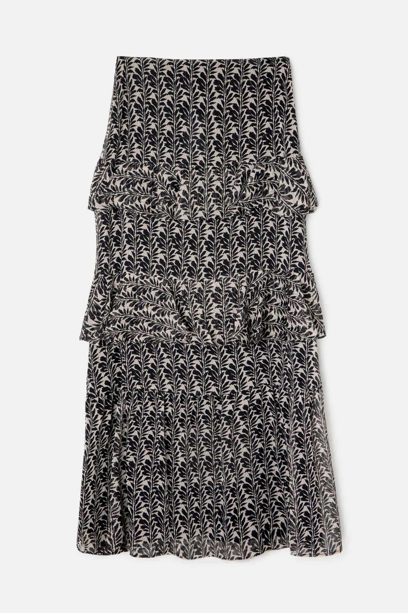 Silbon Saia longa estampado com babados Multicolorido