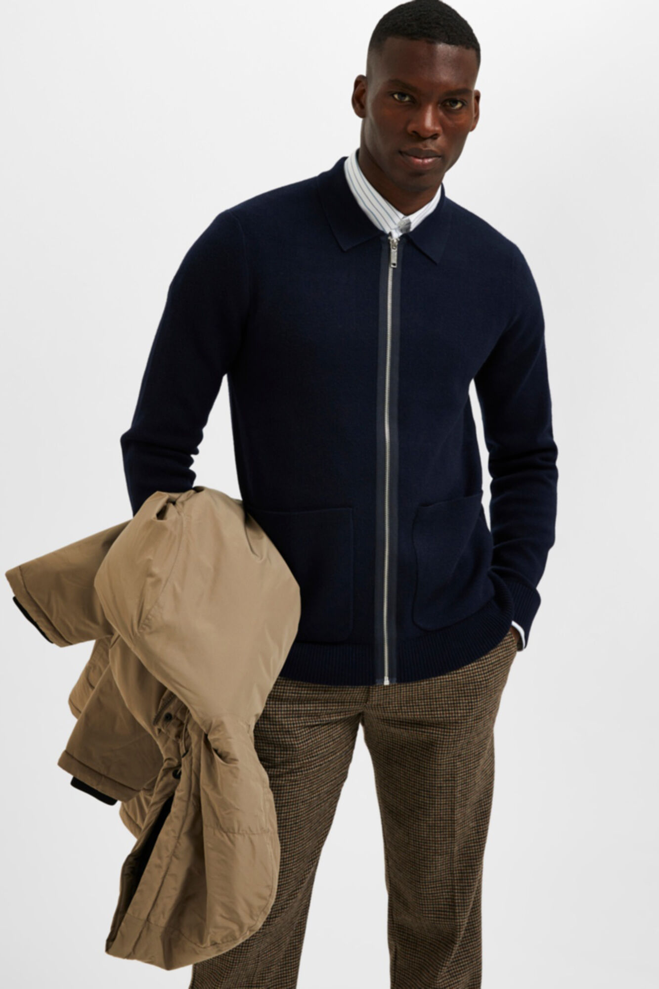 Selected Zipped cardigan Grey