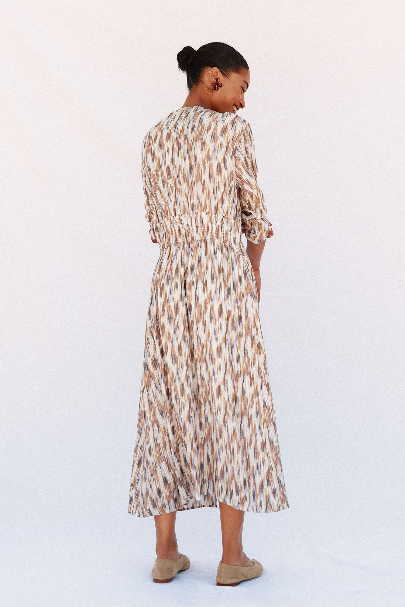 Cortefiel Vestido comprido estampado Multicolorido