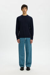 Selected Camisola leve 100% algod&atilde;o org&acirc;nico Azul