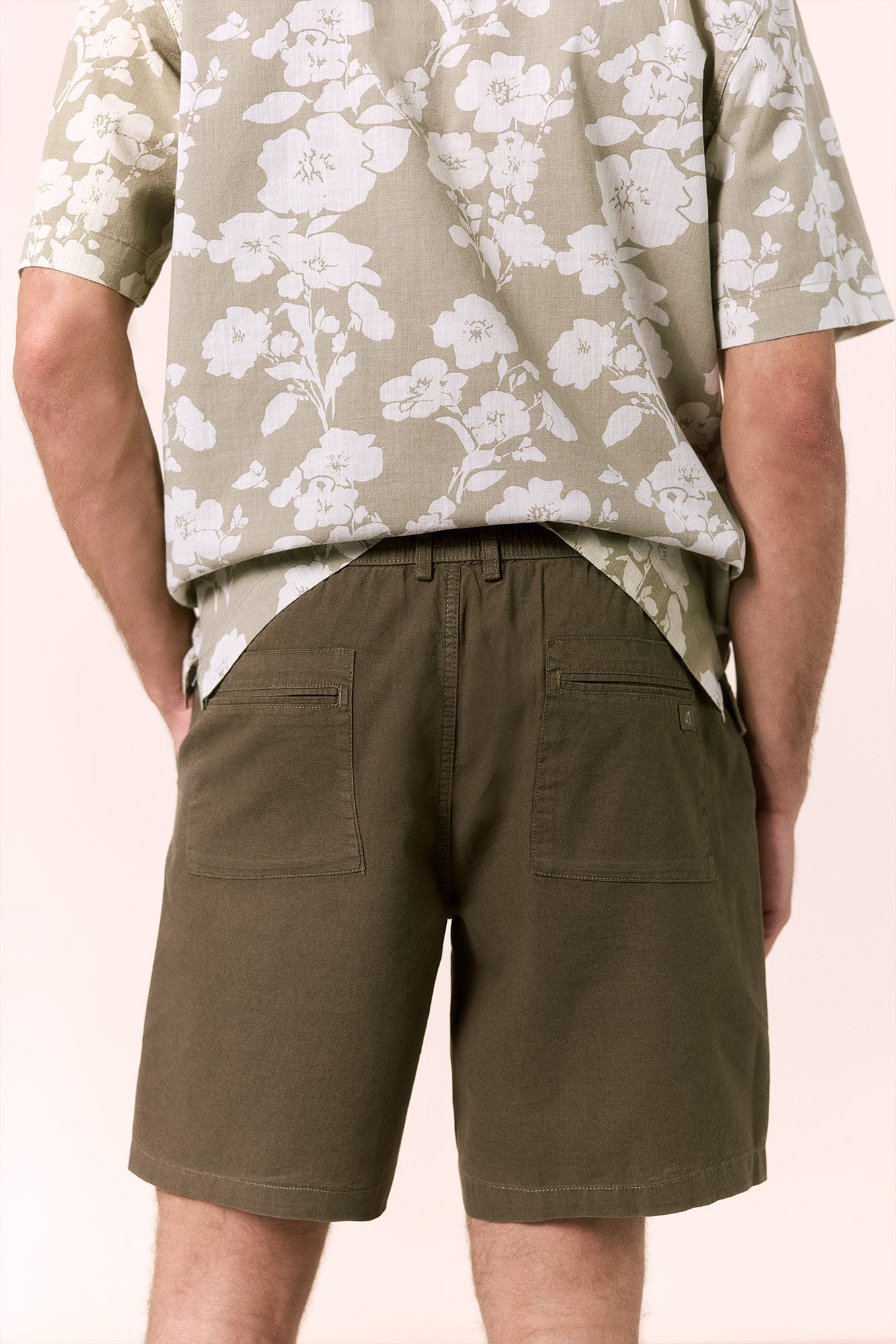 OOTO Linen drawstring Bermuda shorts Kaki
