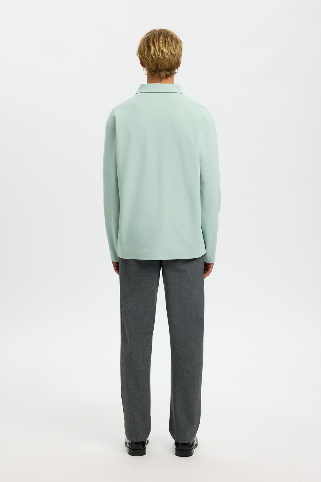 Selected Polo manga comprida relax Verde