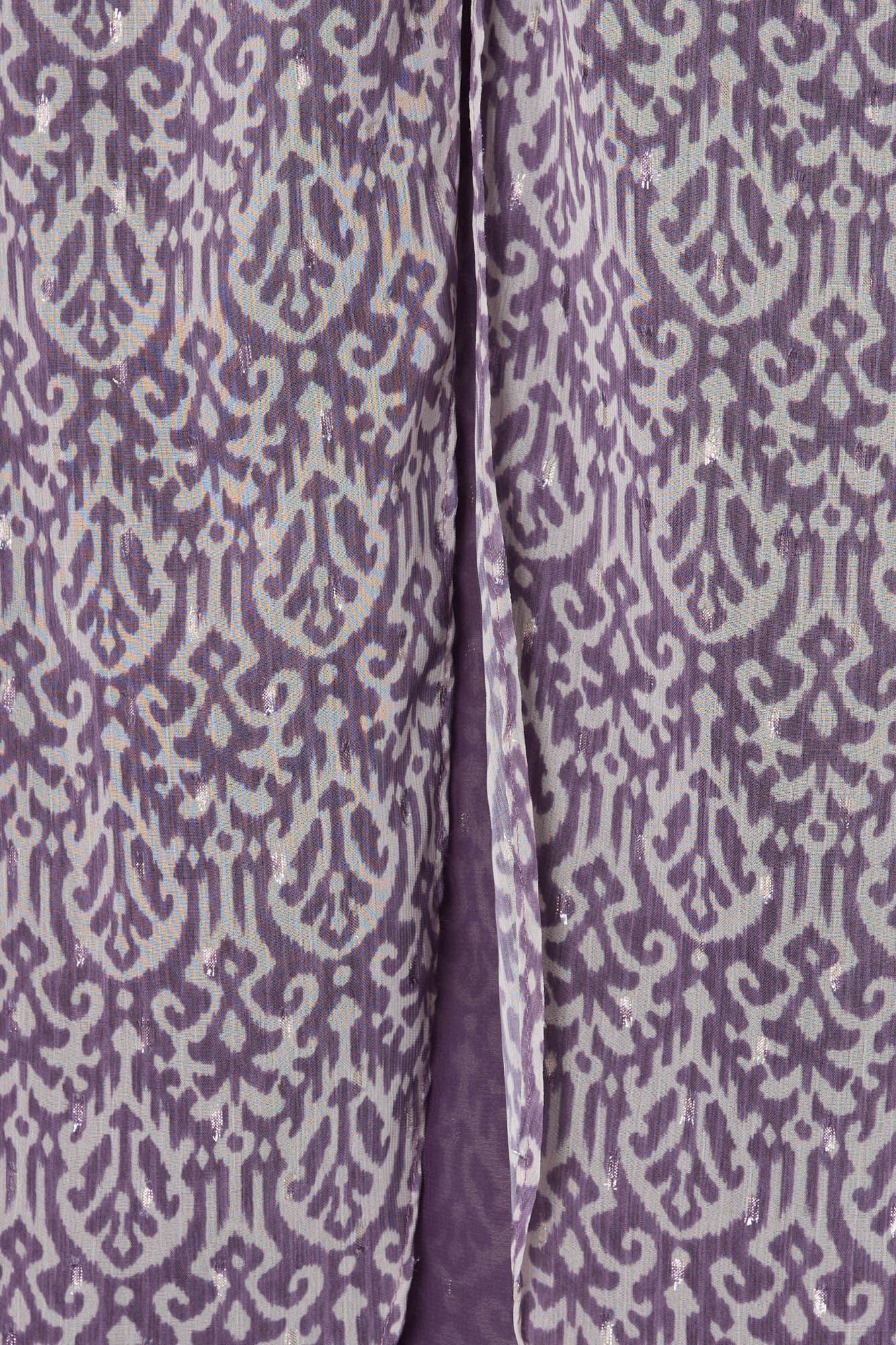 Silbon Saia midi estampado Ikat com abertura Roxo