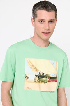 Cortefiel Camiseta gráfica sorolla verde