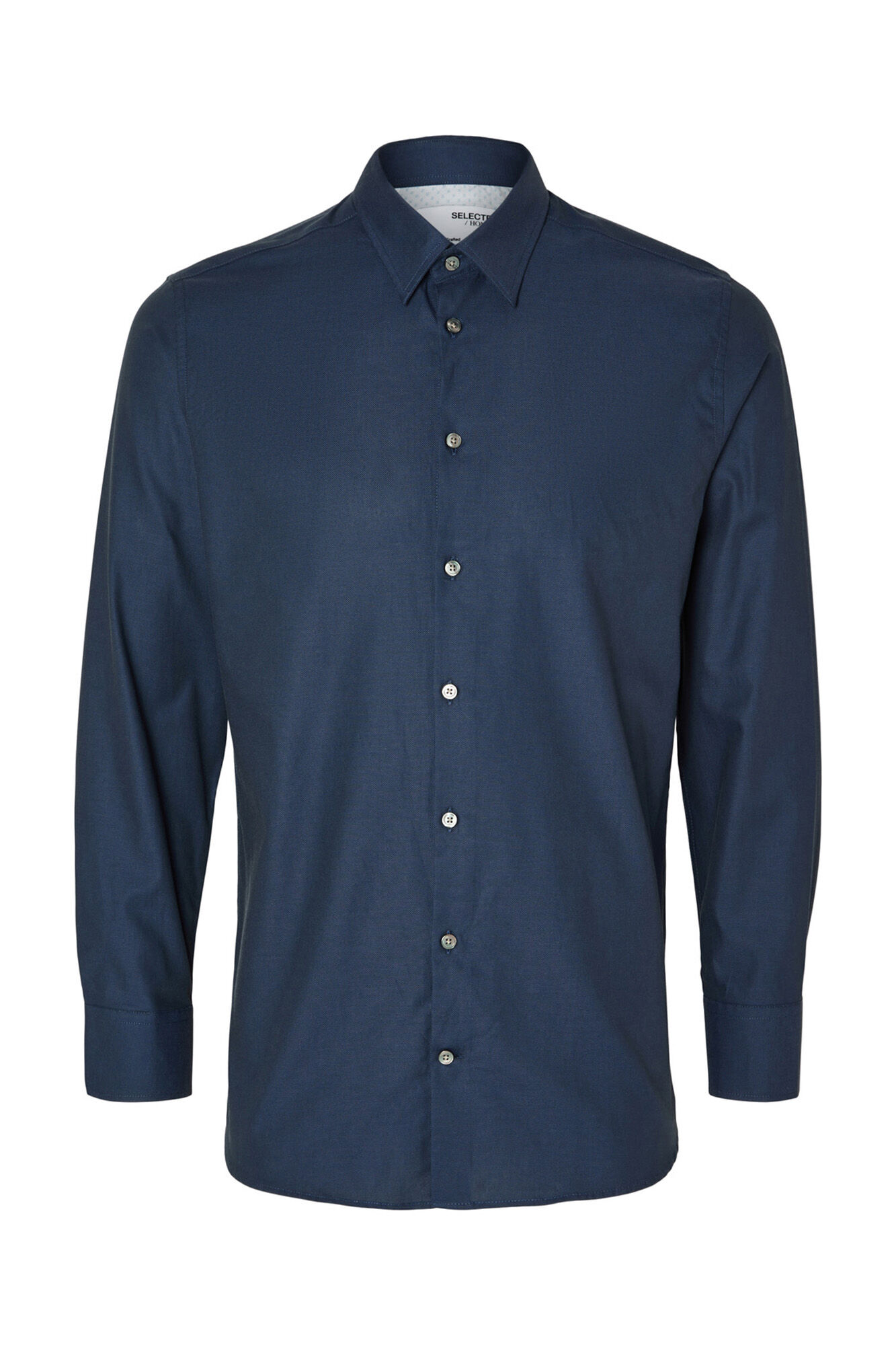 Selected Camisa de algod&atilde;o org&acirc;nico Slim Fit. Azul
