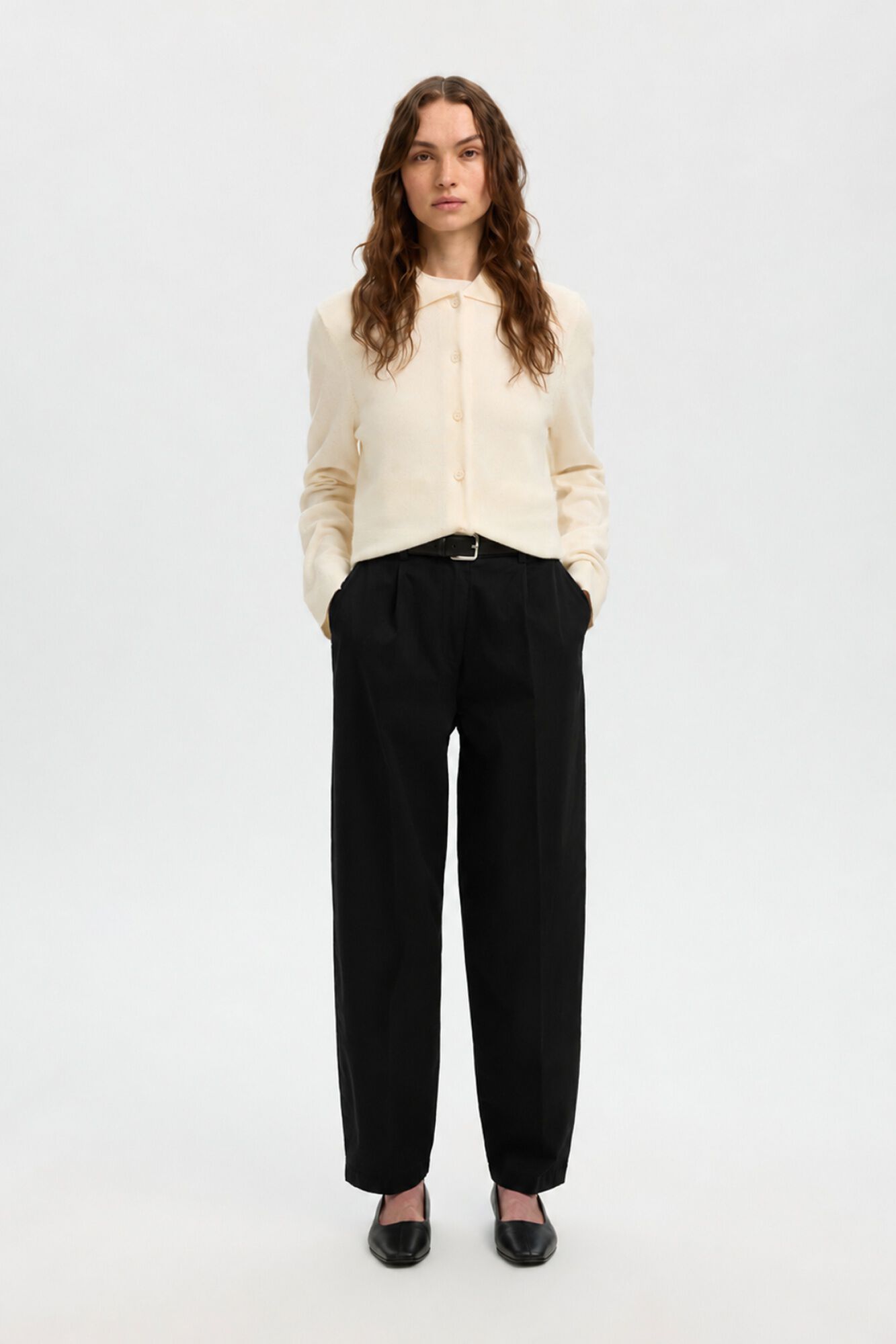 Selected Organic cotton barrel trousers