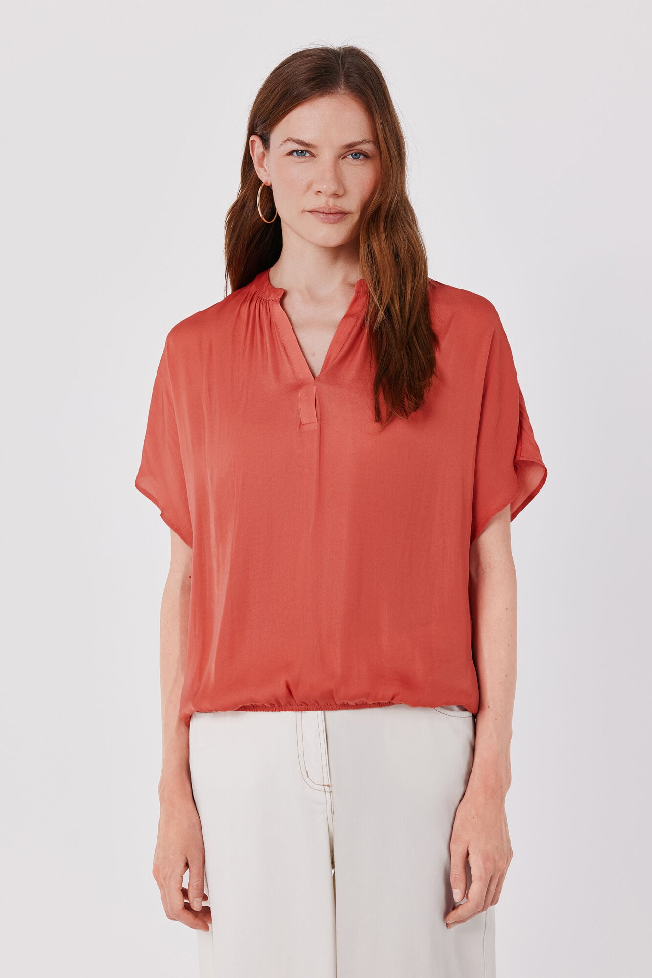 Cortefiel Blusa satinada manga corta