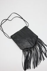 Cortefiel Fringed bucket bag Black