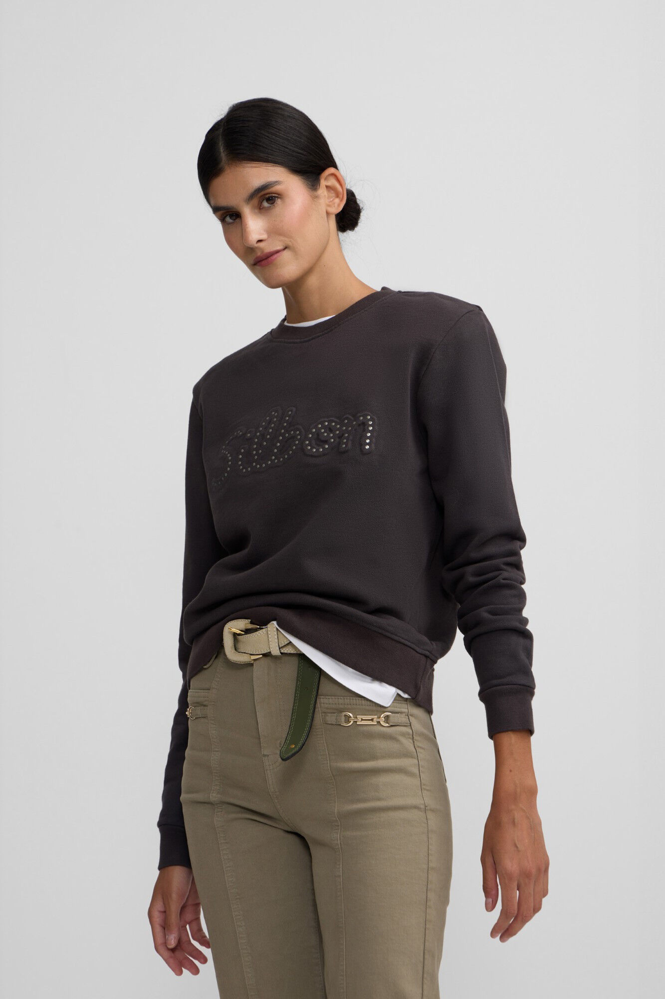 Silbon Sweatshirt feminino com tachas