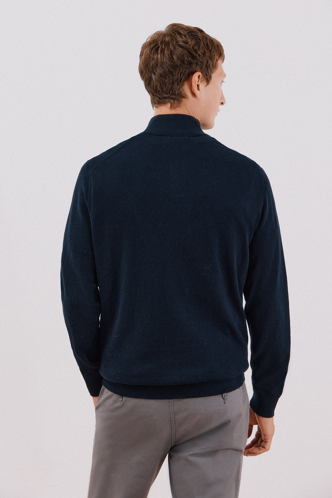 Cortefiel Camisola algod&atilde;o caxemira gola alta Azul