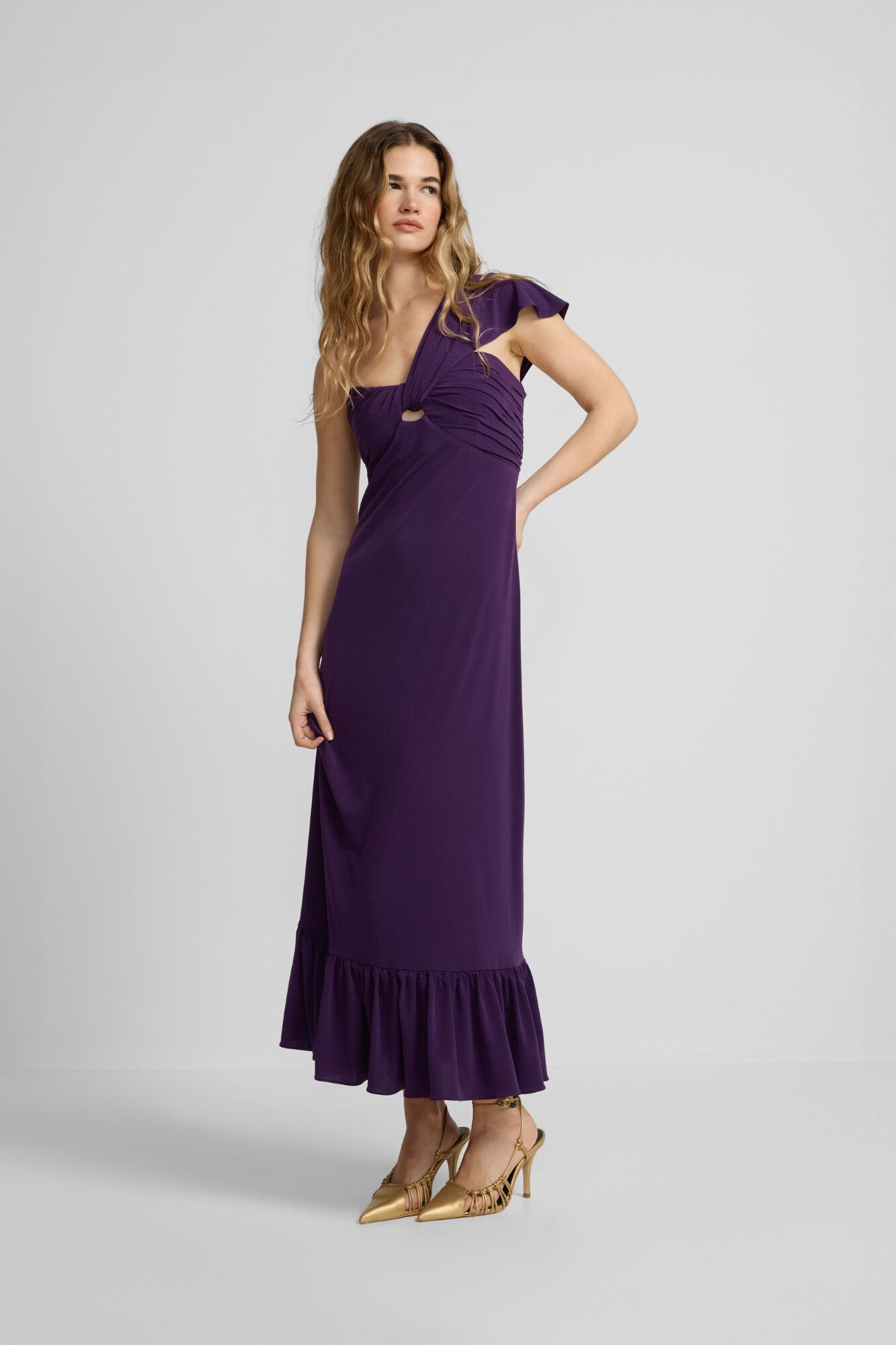 Silbon Vestido de malha assim&eacute;trico  Roxo