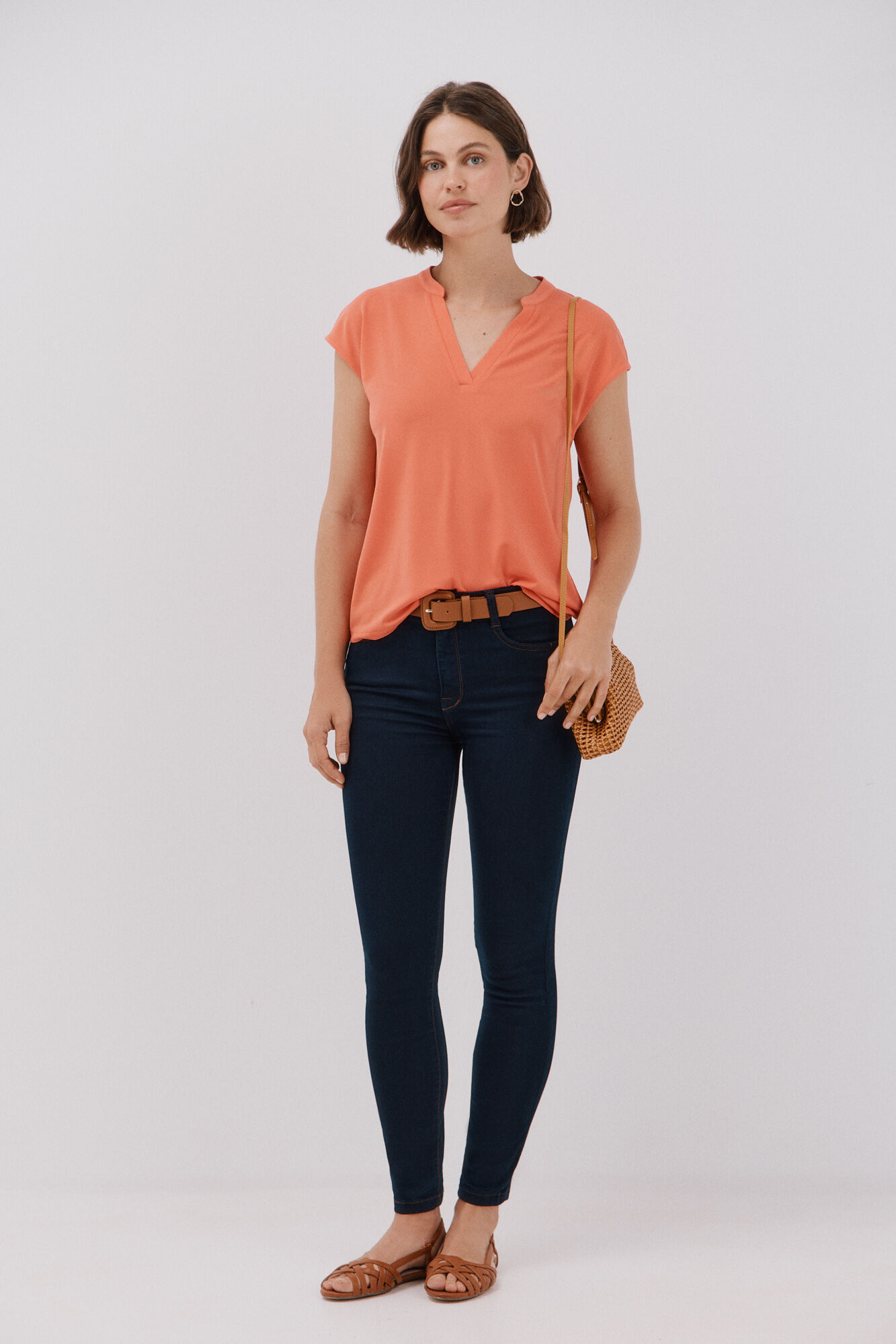 Cortefiel Basic mandarin collar t-shirt denied