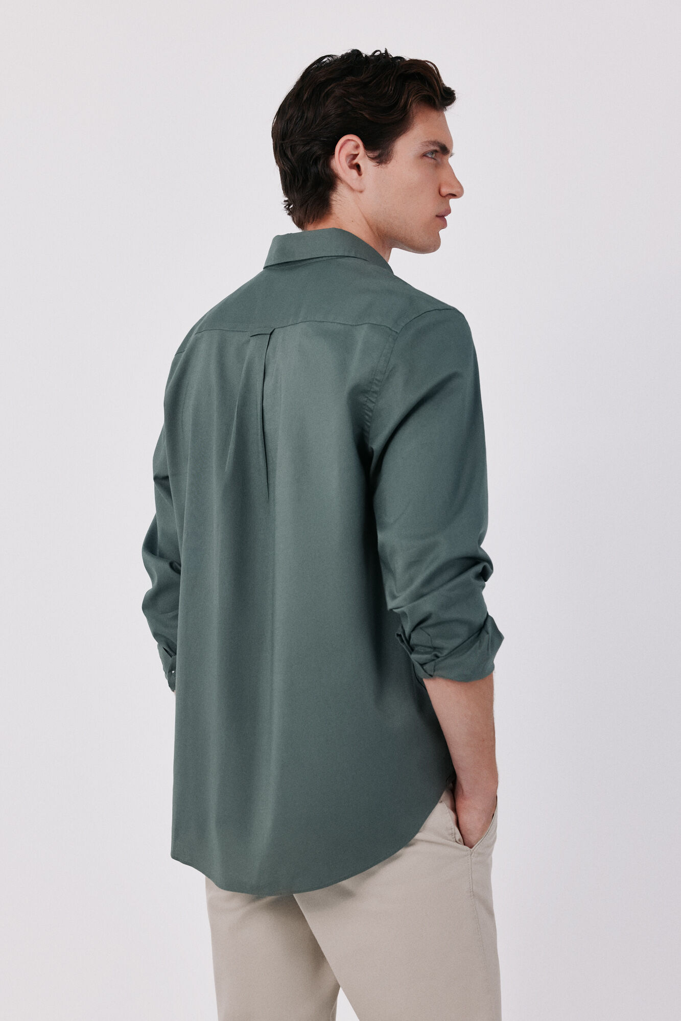 Cortefiel Camisa lisa em oxford leve Verde