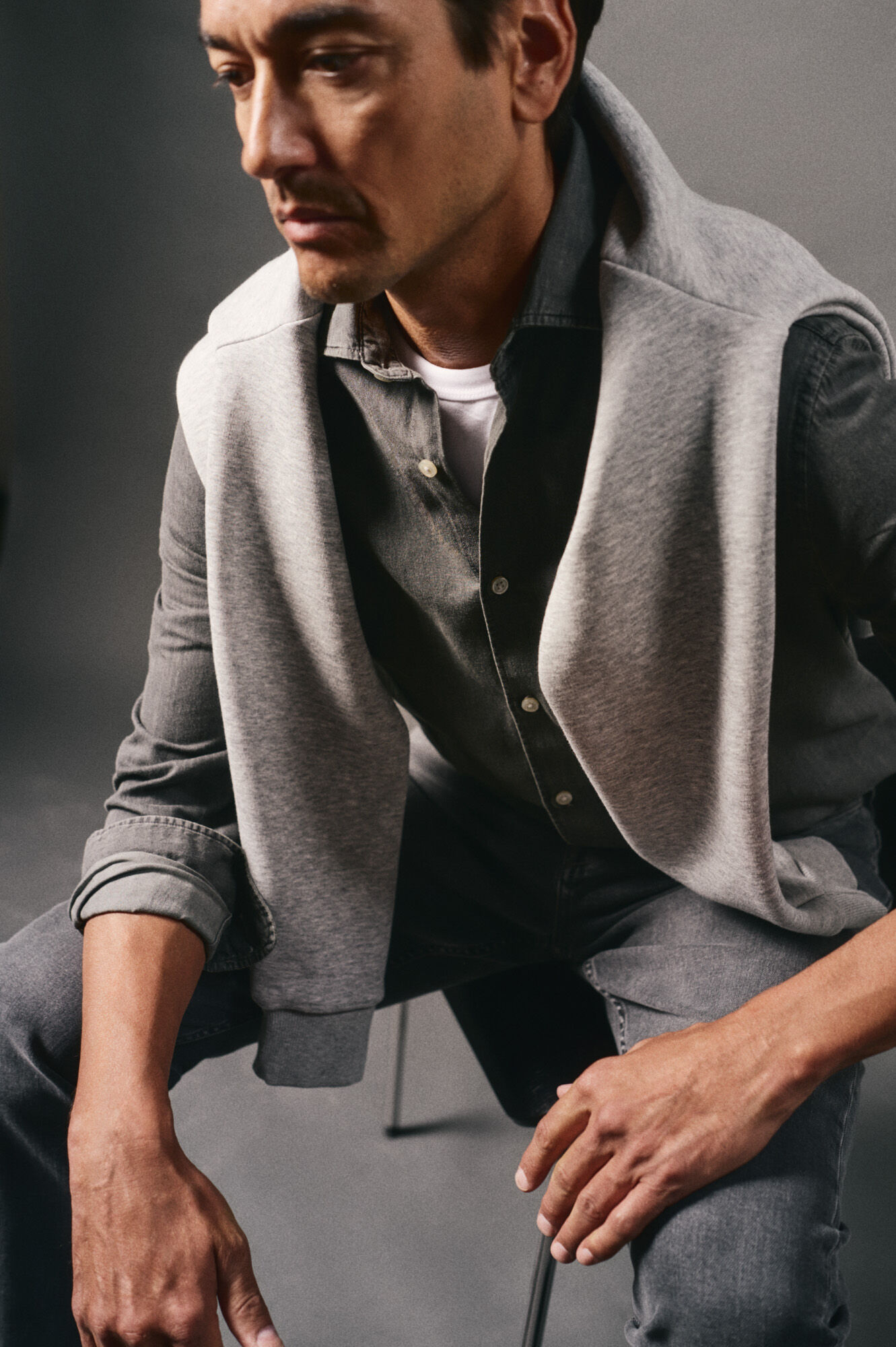 OOTO Camisa de ganga Cinzento