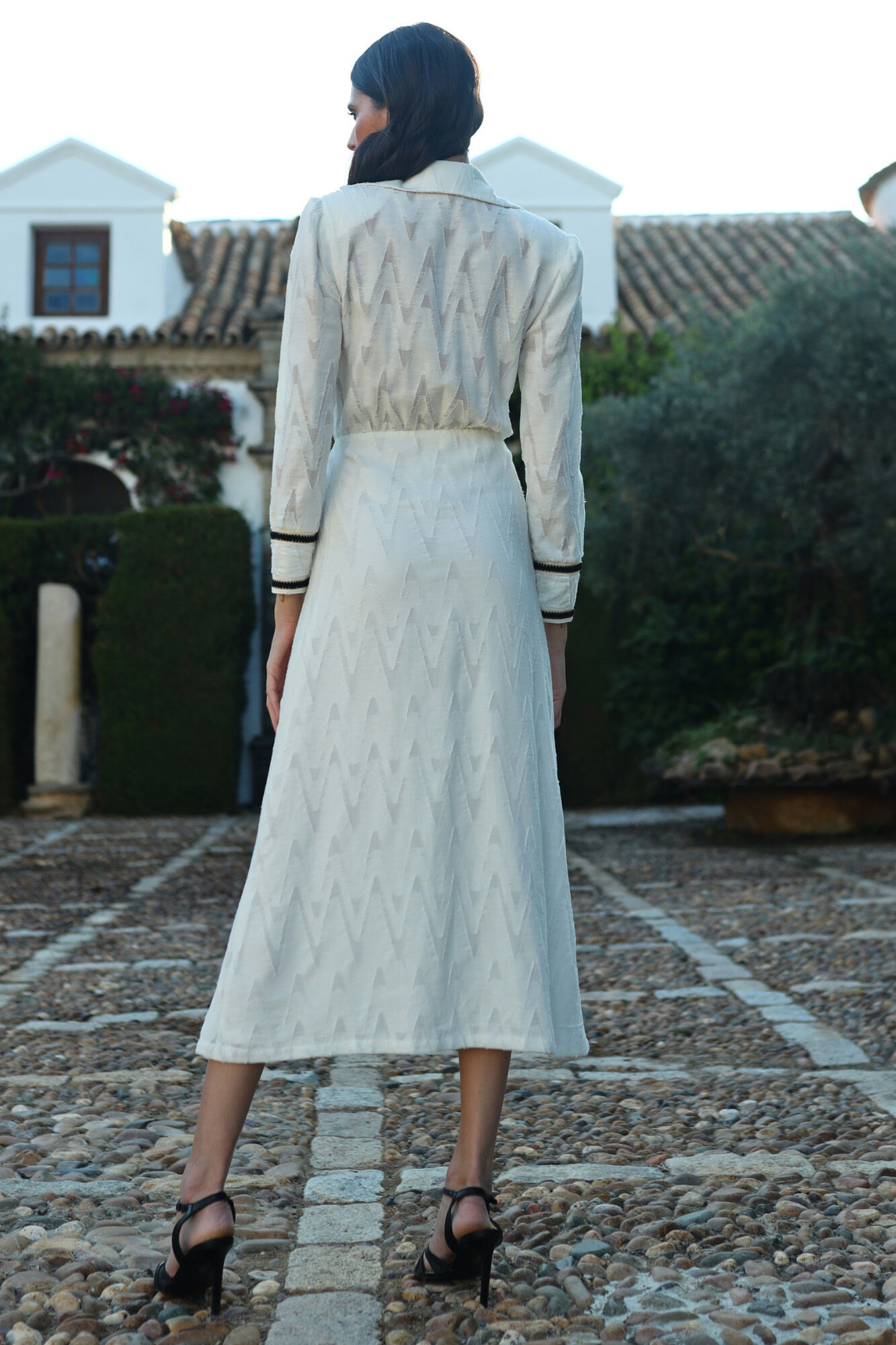 Panambi Vestido camisa com la&ccedil;ada Branco