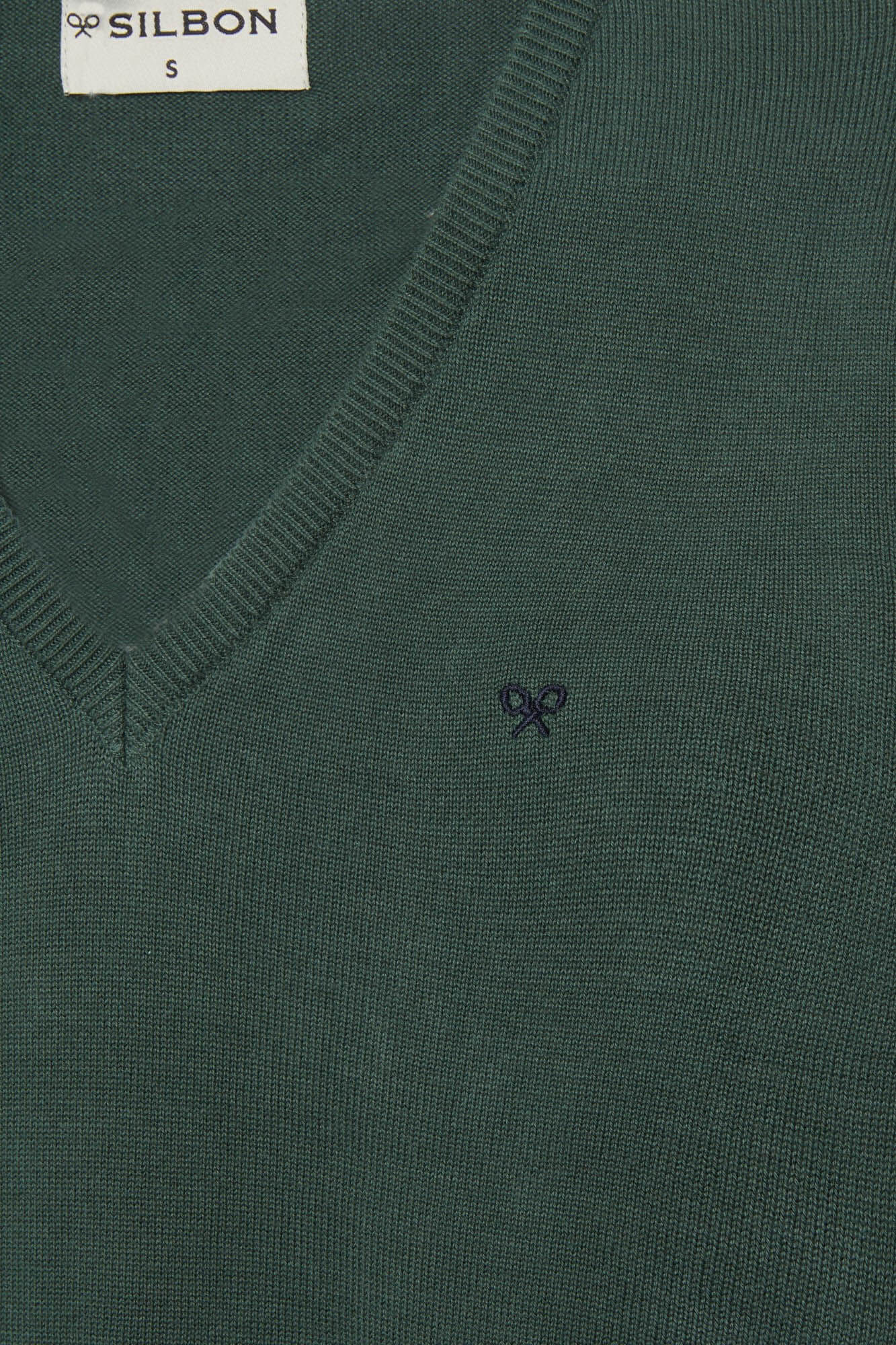 Silbon Jersey liso cuello pico retro verde Verde