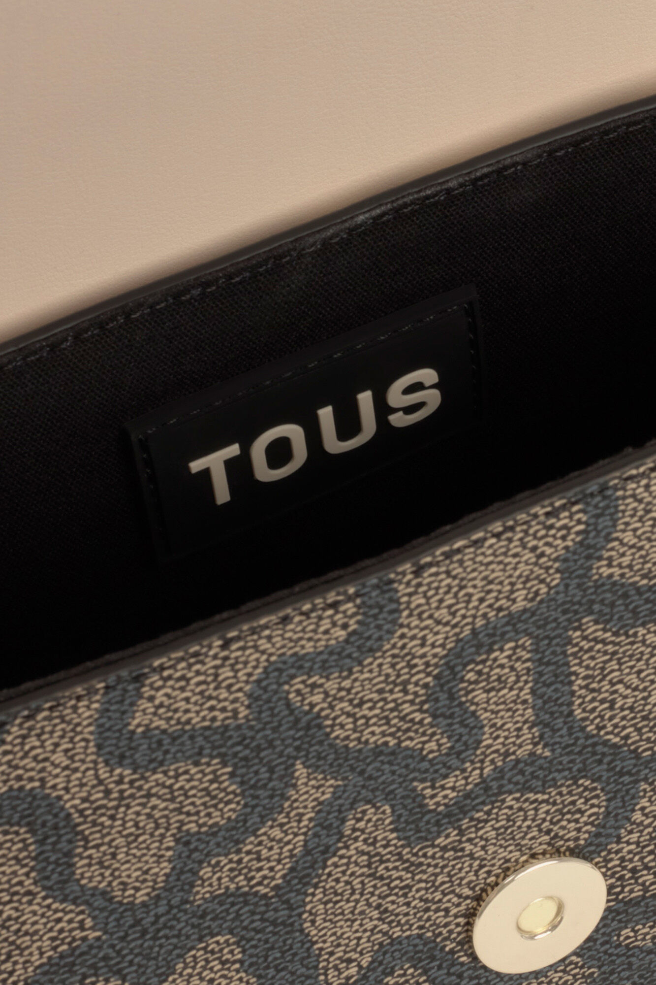 Tous Kaos Icon black and beige crescent mini crossbody bag Black