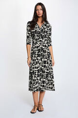 Morgan Vestido midi com gola de aba Multicolorido