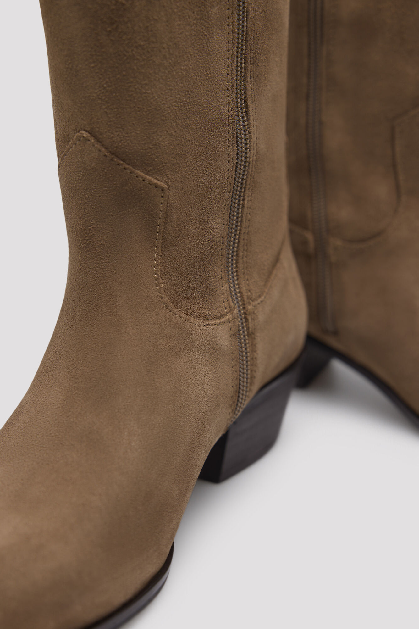 Cortefiel Leather cowboy boot Brown