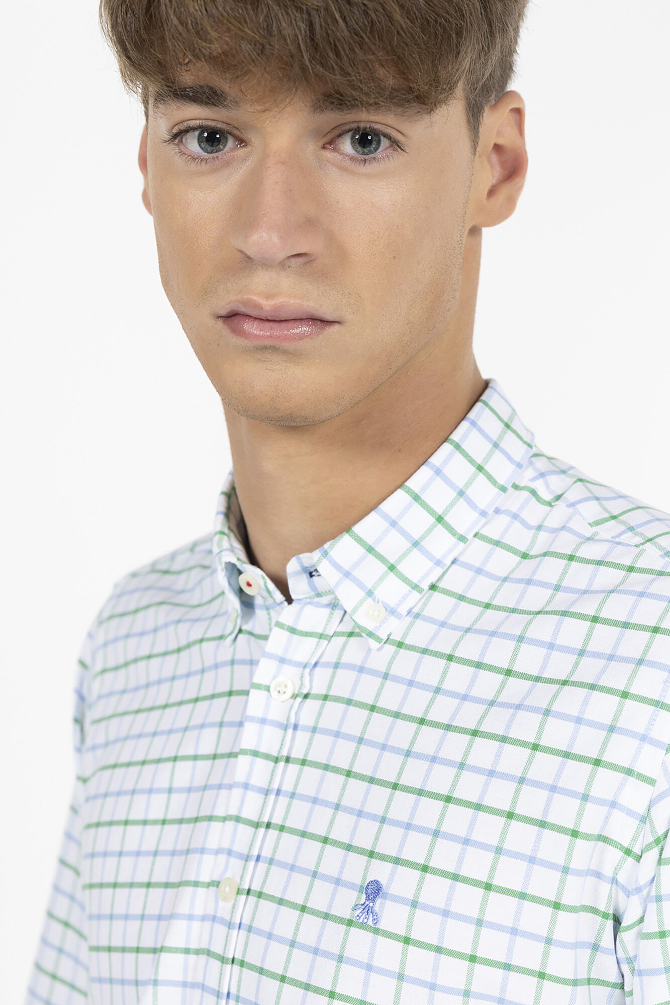 elPulpo Camisa cuadros bicolor oxford Estampado verde