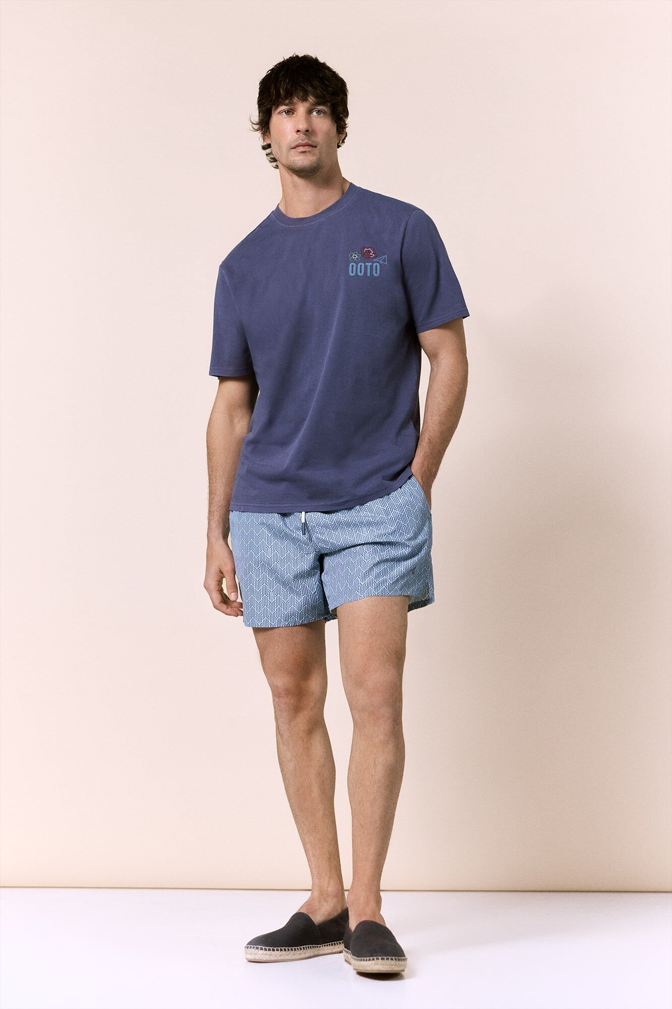 OOTO T-shirt gr&aacute;fica lavada Azul