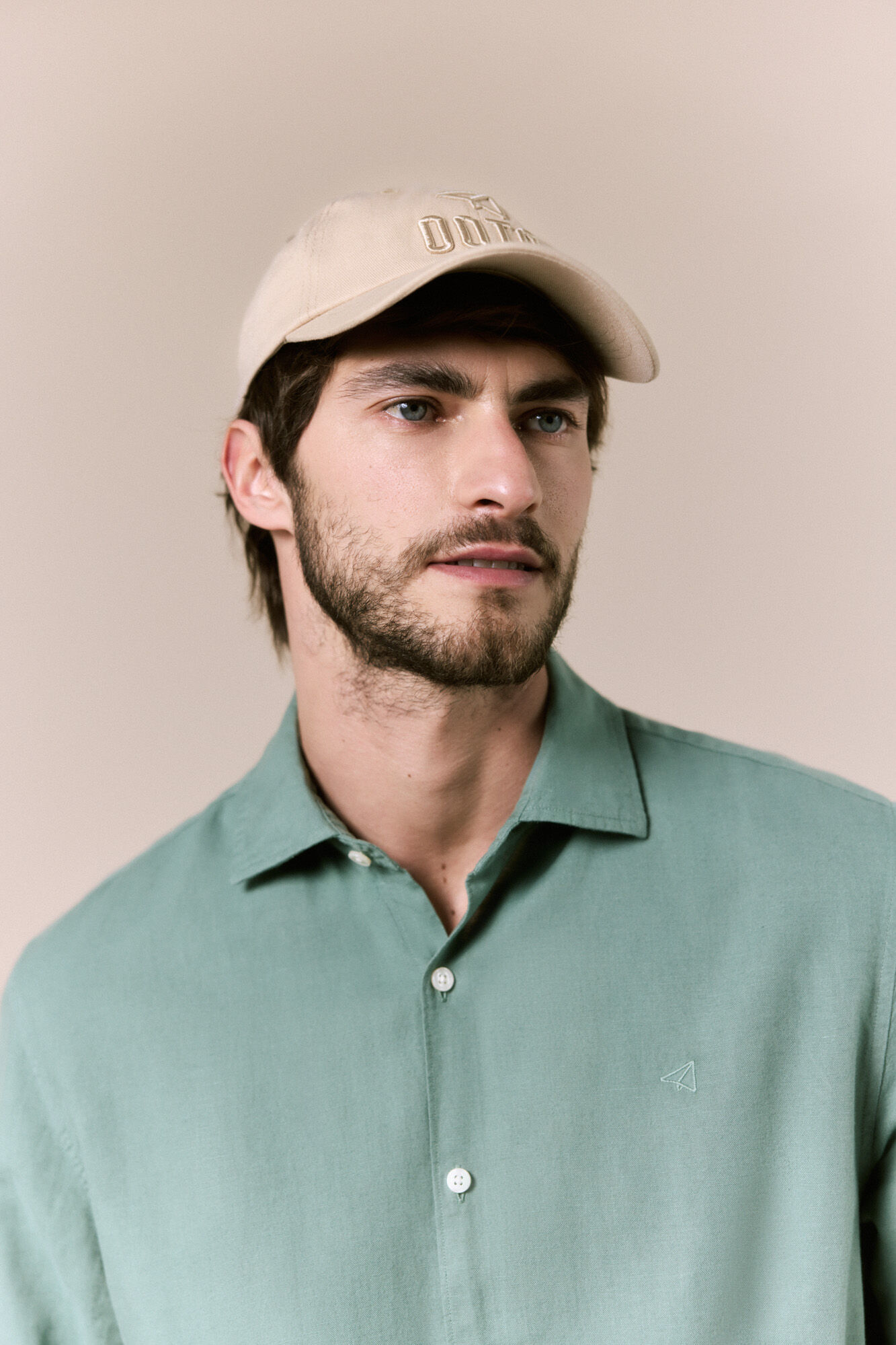 OOTO Camisa manga comprida em algod&atilde;o e linho Verde