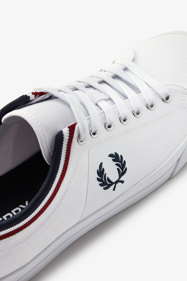 Cortefiel Underspin tipped cuff twill trainer White