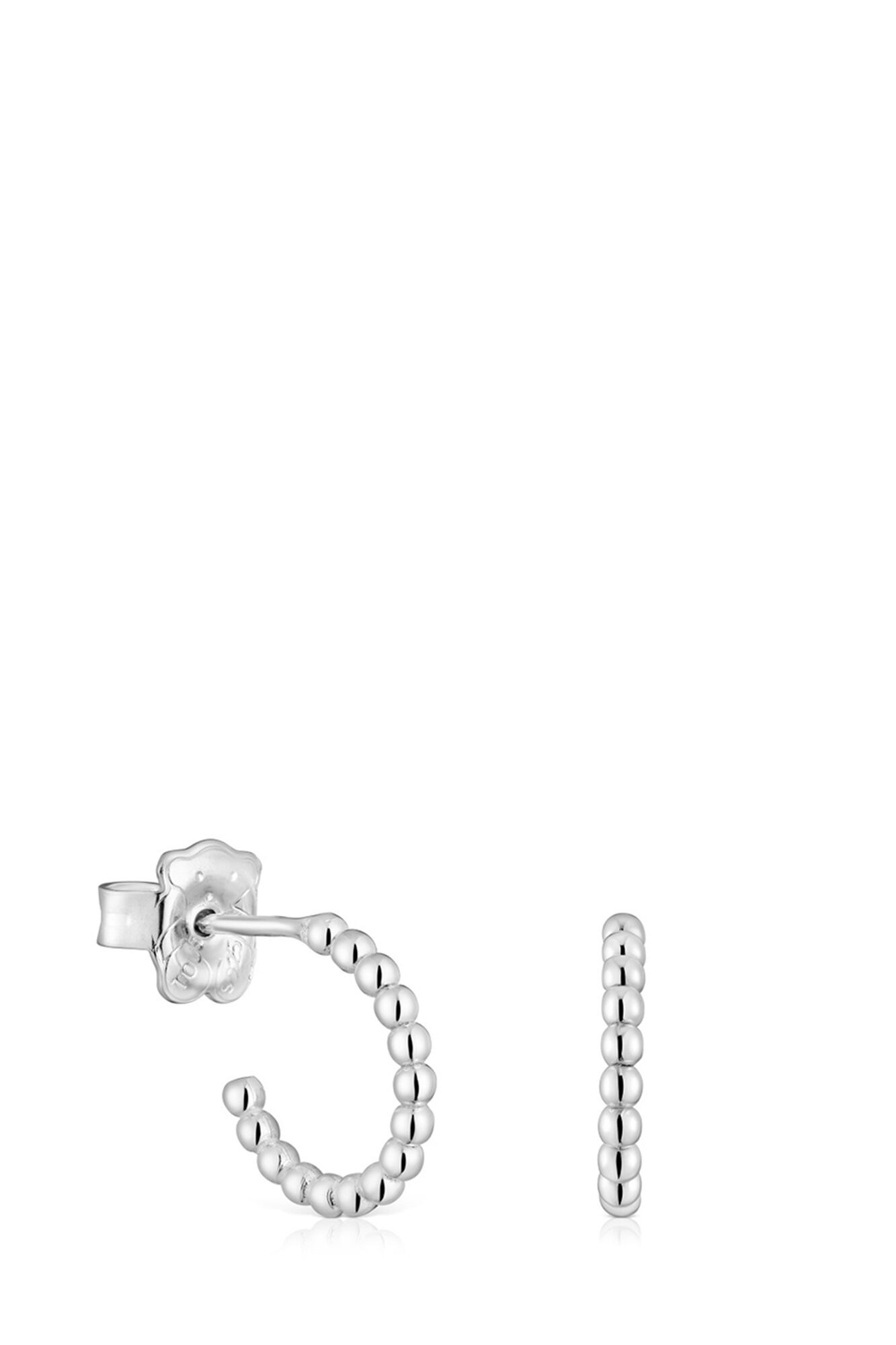 Tous Short hoop earrings with 10 mm silver balls Grey