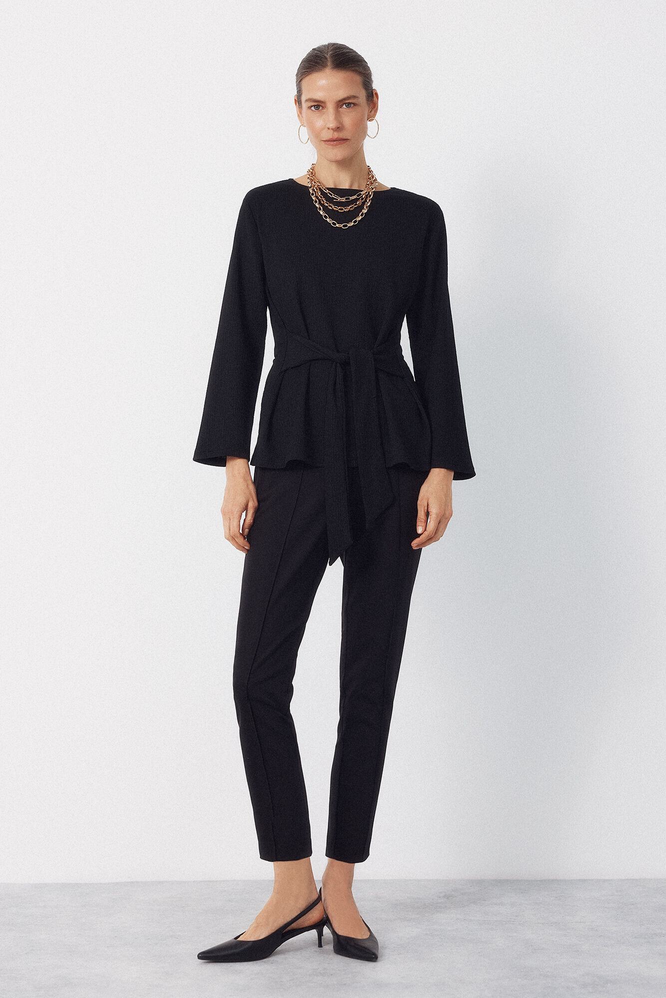 Cortefiel Pantal&oacute;n skinny el&aacute;stico Negro