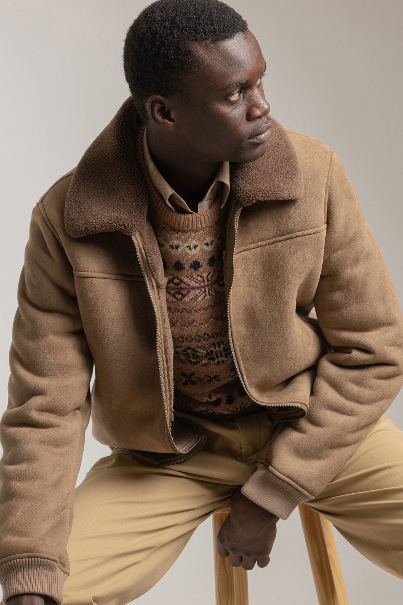 PuroEGO Jaqueta de aviador Castanho