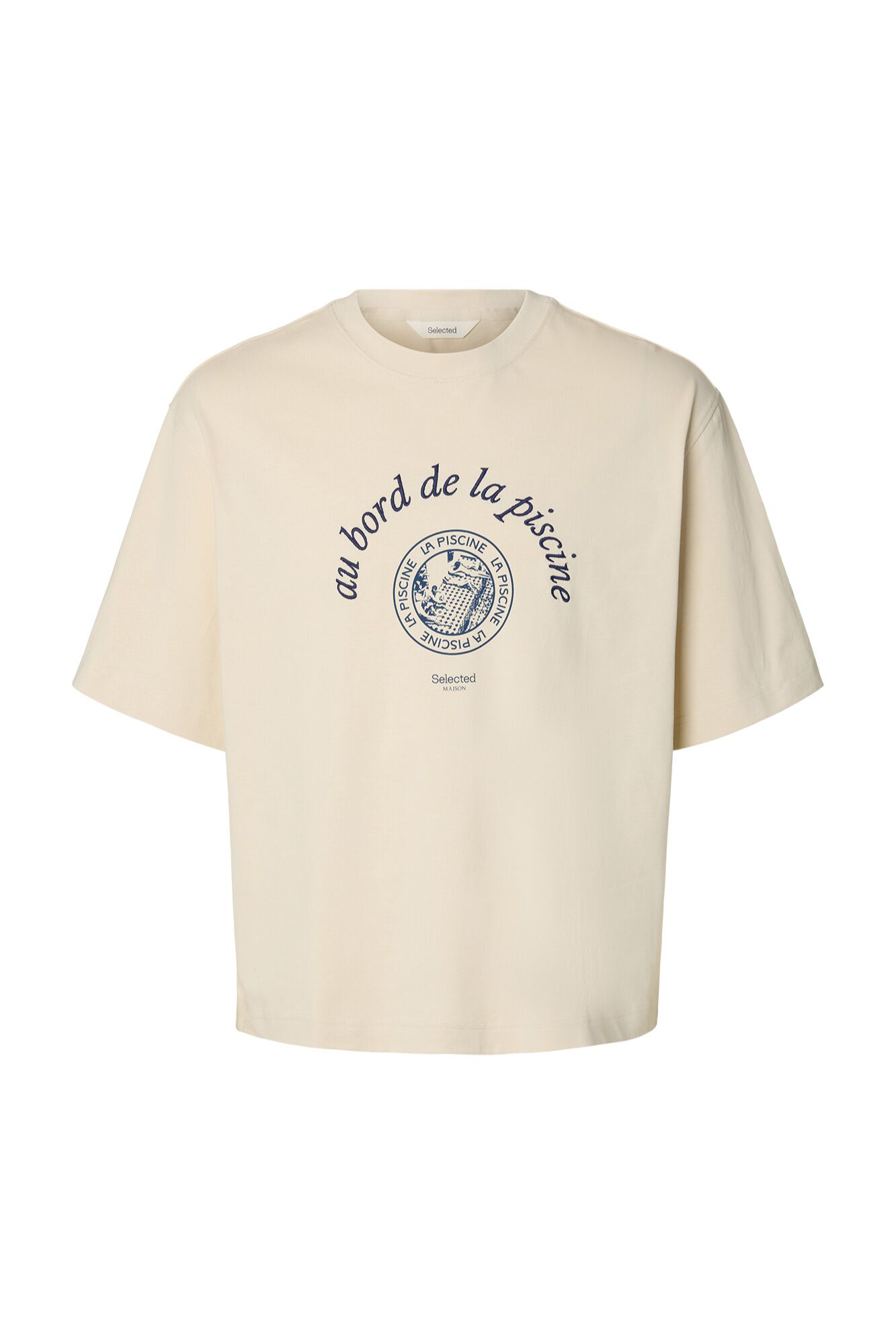 Selected T-shirt de manga curta estampada Tostado