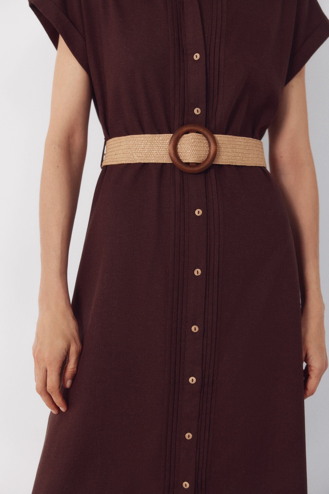 Cortefiel Linen trousers Dark brown