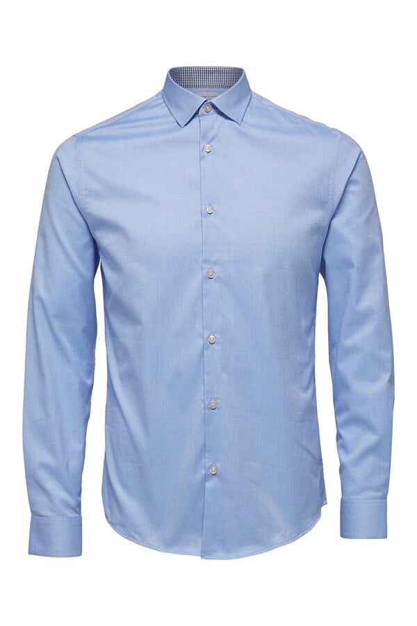 Cortefiel Camisa formal de vestir Slim Fit confeccionada con algodón orgánico. Azul