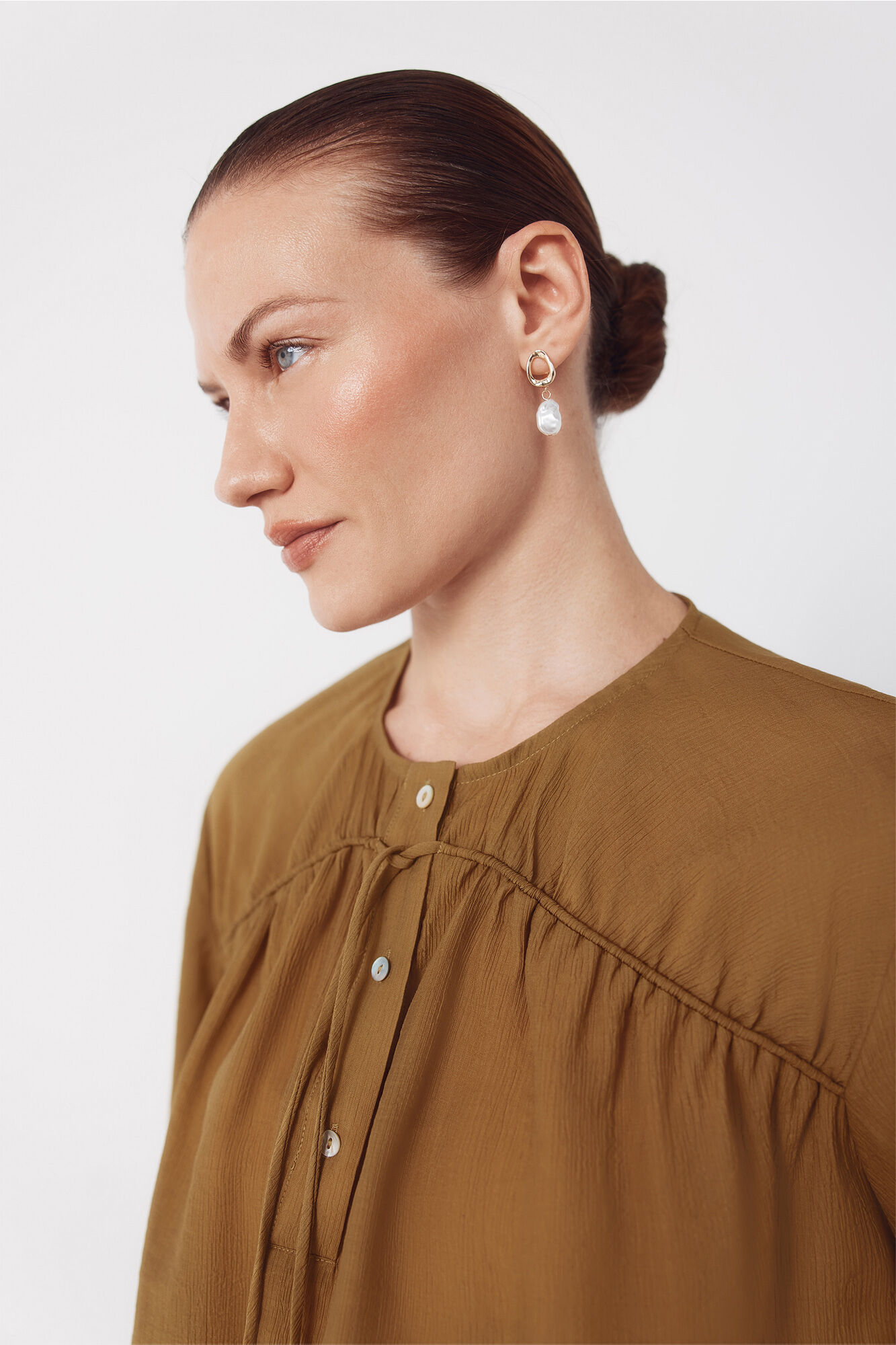 Cortefiel Drawstring blouse Yellow