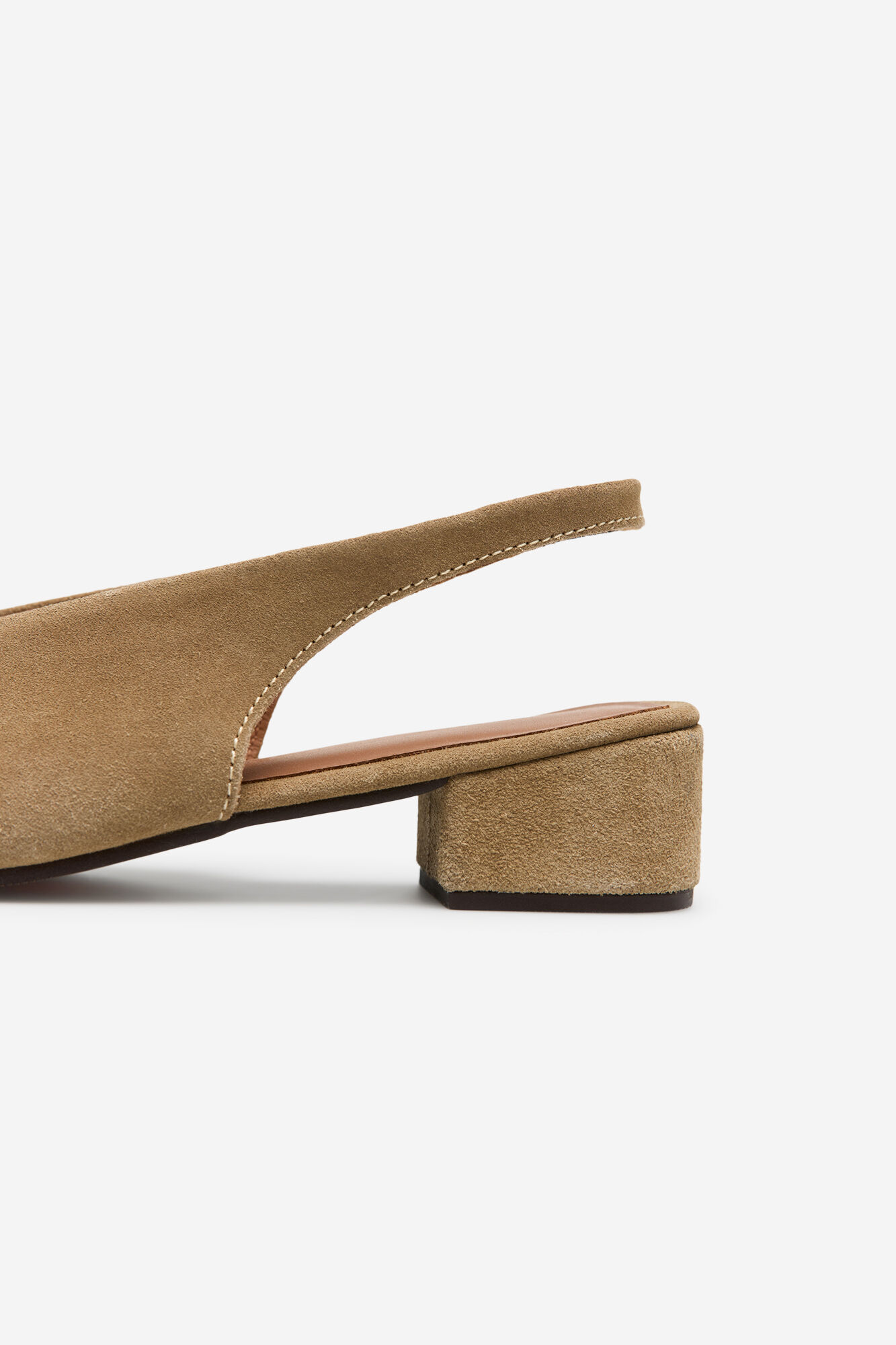 Cortefiel Leather slingback heeled shoe Nude