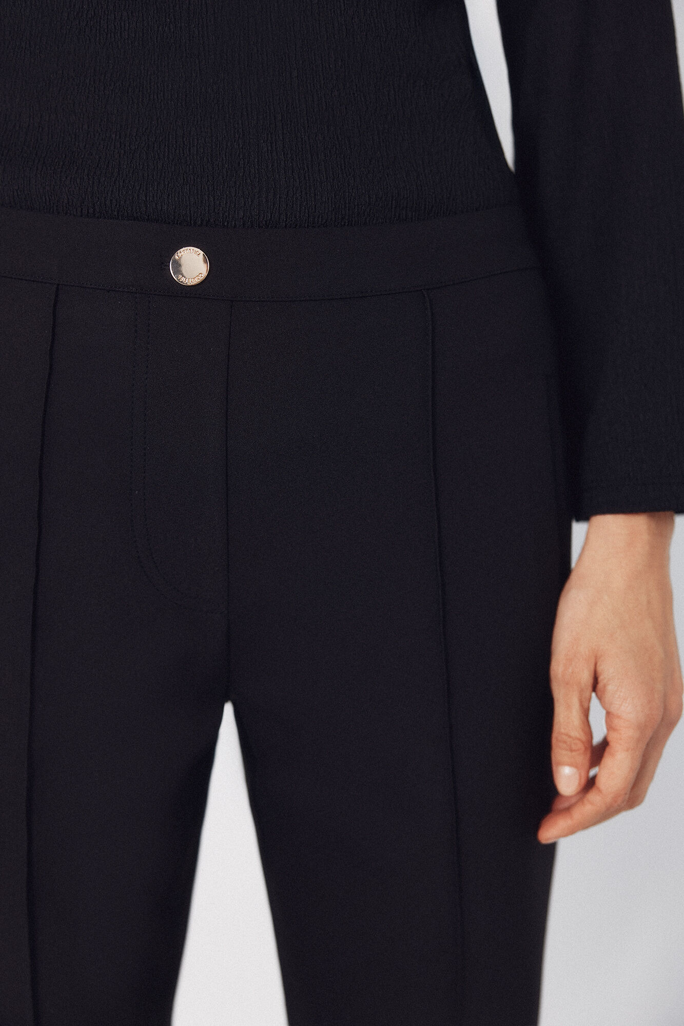 Cortefiel Pantal&oacute;n skinny el&aacute;stico Negro