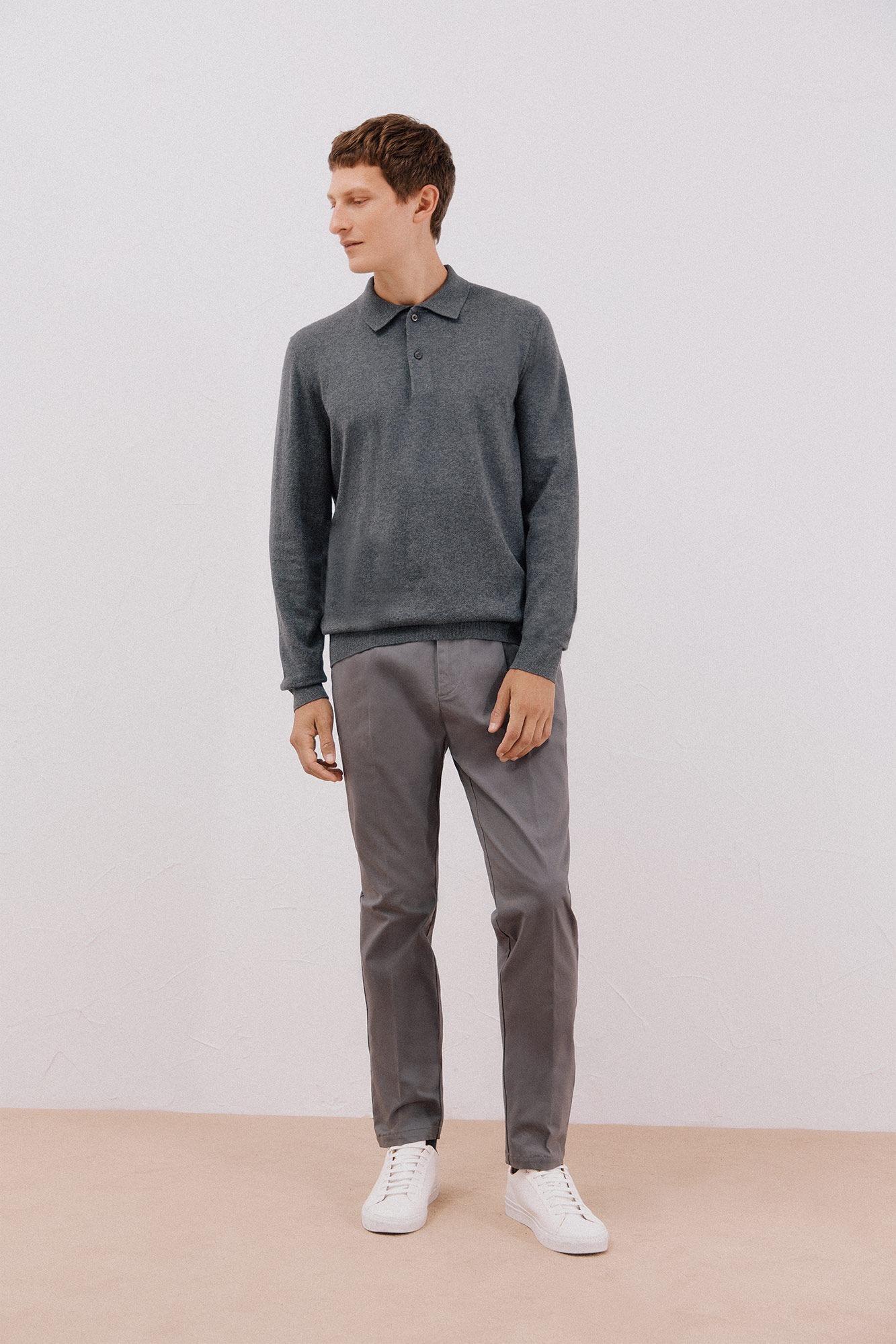 Cortefiel Cotton cashmere polo shirt neck jersey