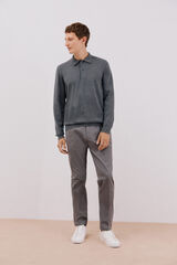 Cortefiel Cotton cashmere polo shirt neck jersey Grey