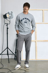 Cortefiel Round neck sweatshirt with logo Grey