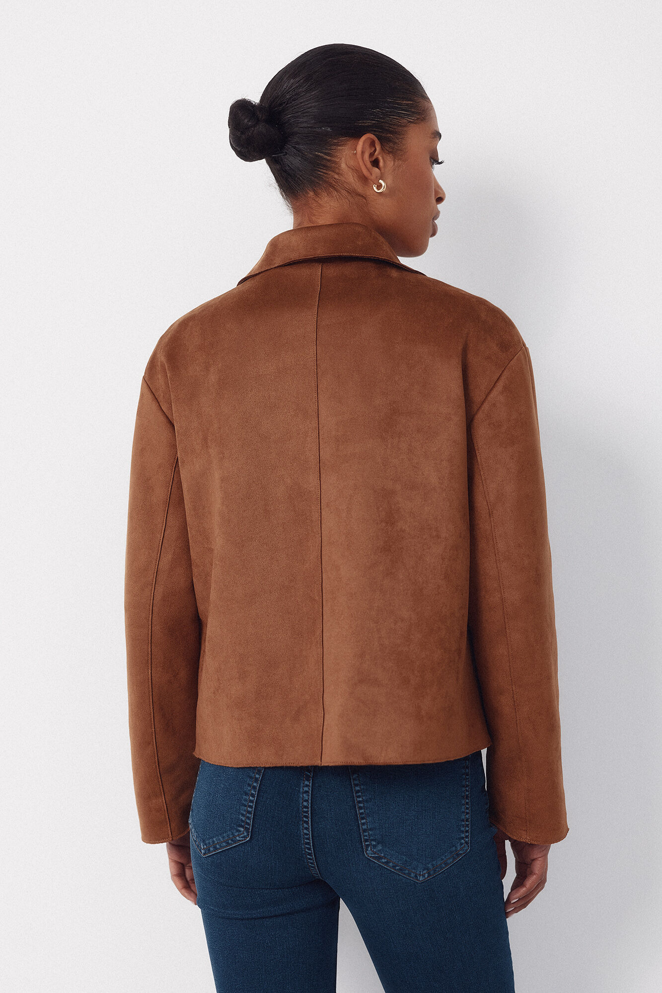 Cortefiel Suede -effect fabric jacket Beige