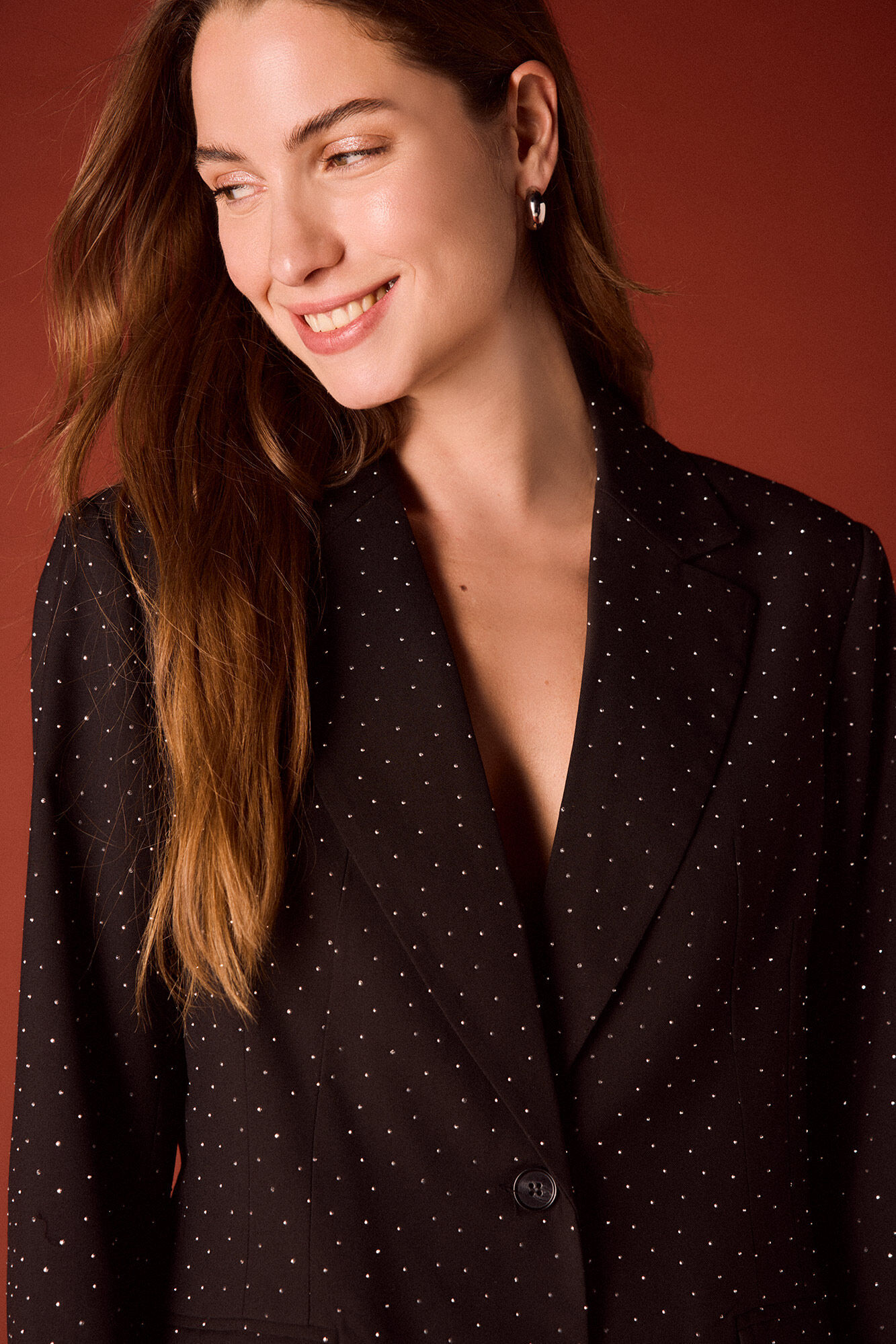 Slowlove Blazer entallada de strass.