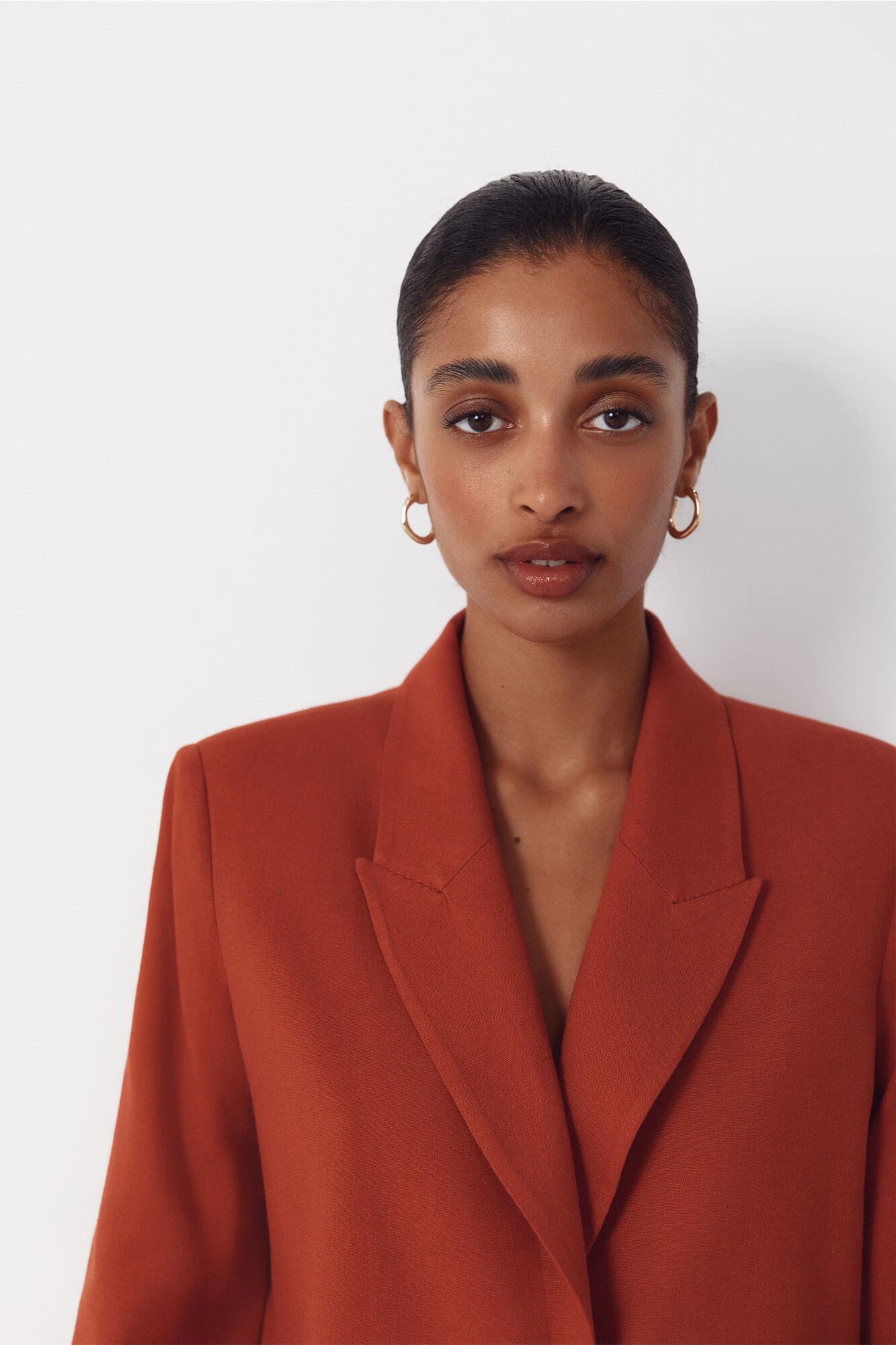 Cortefiel Blazer fabric with linen Orange