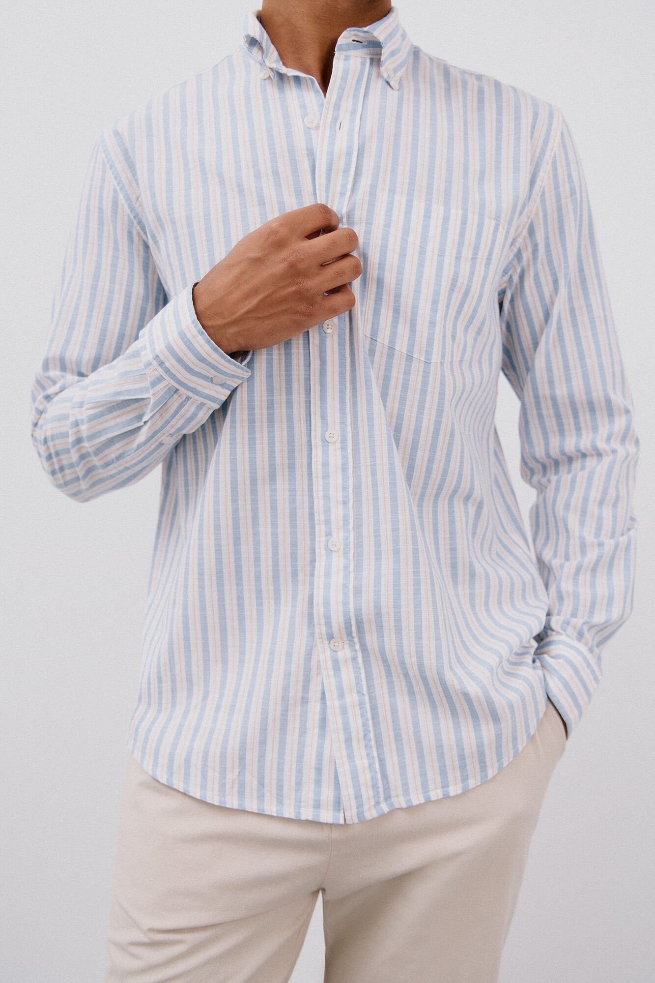 Cortefiel Flame striped shirt Blue
