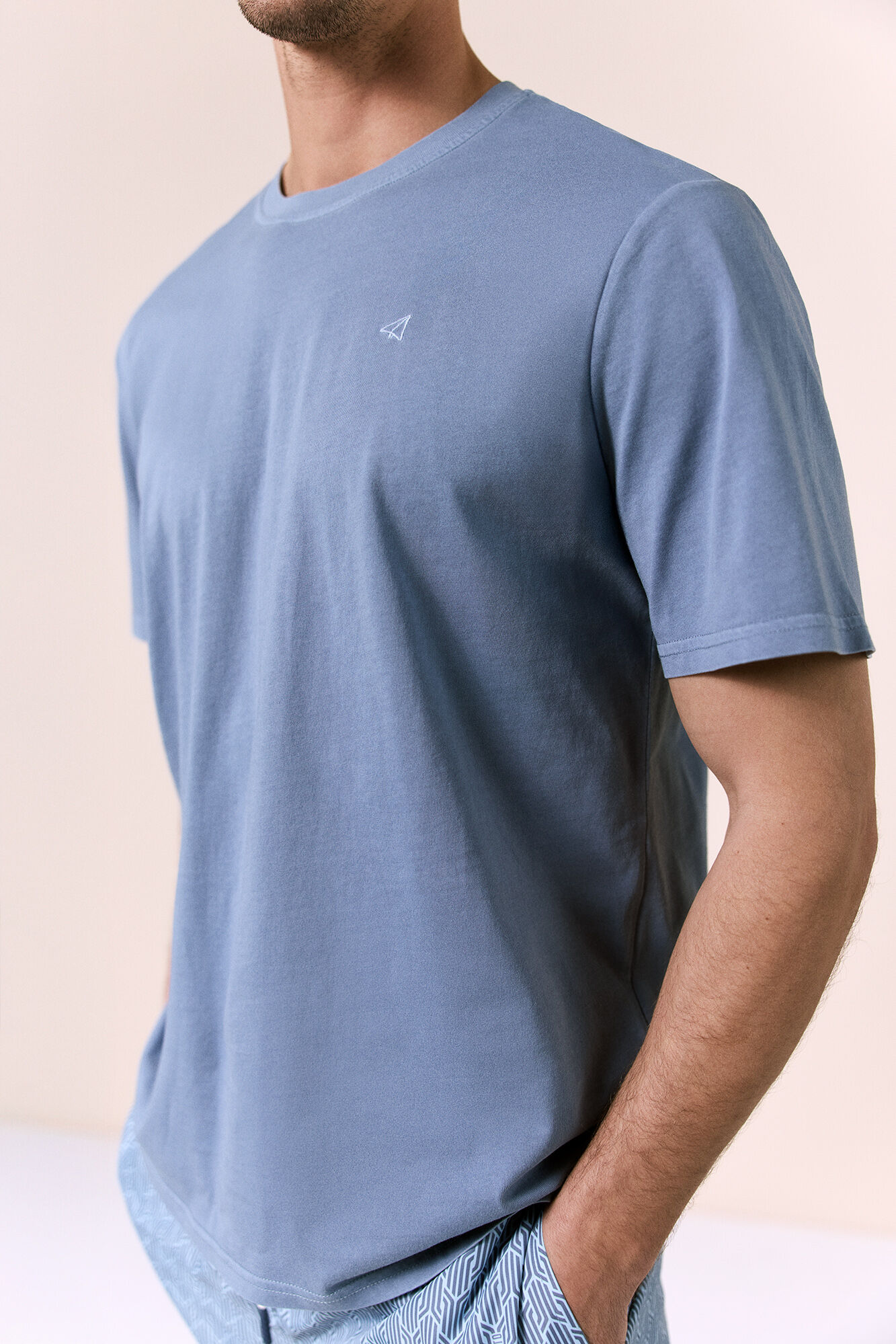 OOTO Camiseta b&aacute;sica lavada Azul