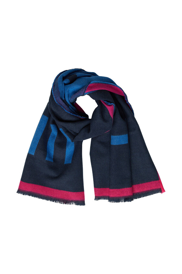 Cortefiel Multicoloured logo scarf in recycled material Printed blue