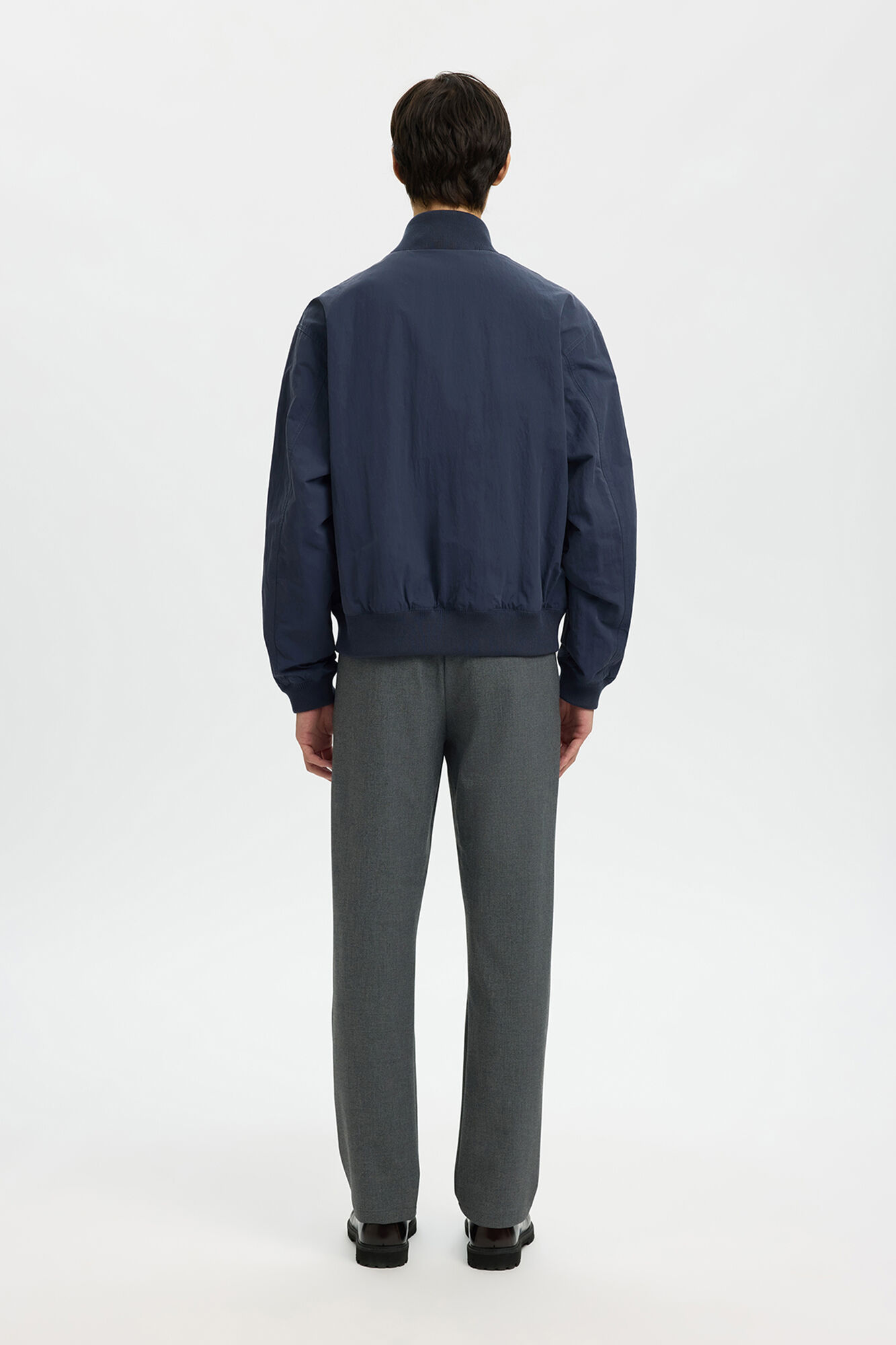 Selected Men's plain zip-fastening bomber jacket Navy