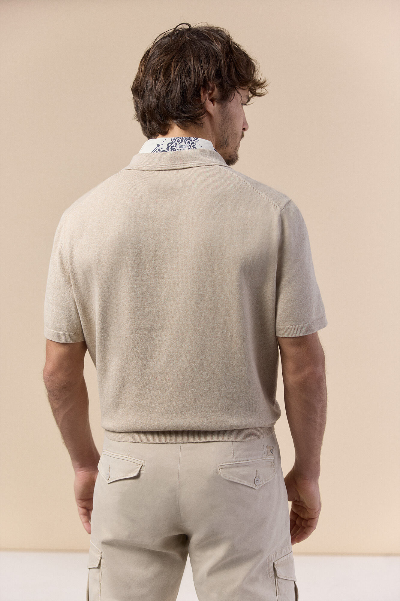 OOTO Twisted short sleeve polo shirt Beige