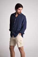 Cloking Bermuda de linho cargo Ecru