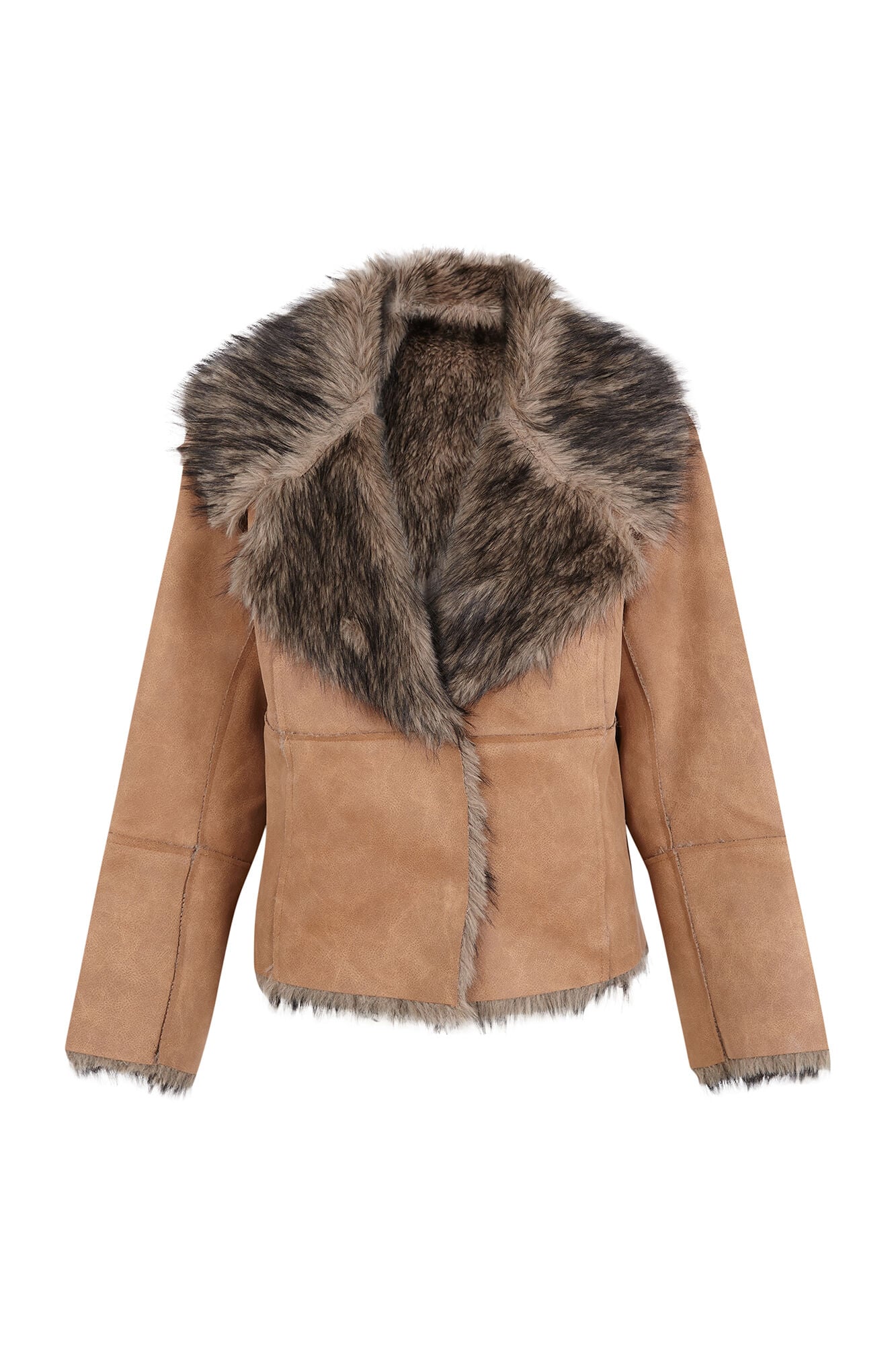 Cortefiel Short double-faced effect coat Beige