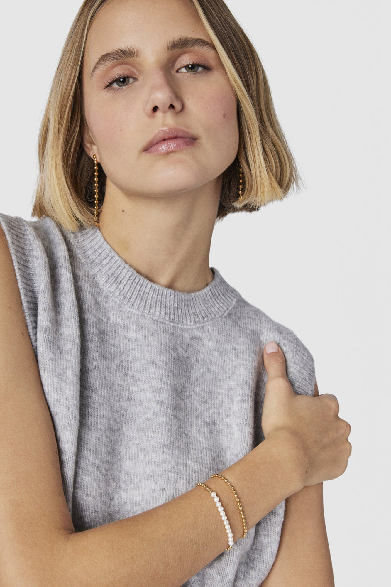 Tous Pulsera de plata vermeil y perlas Amarillo